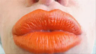 Orange Lipstick Close Up