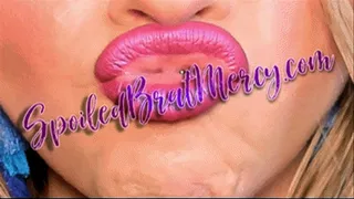 Hot Pink Liquid Lipstick Lips Sniffing Close-up
