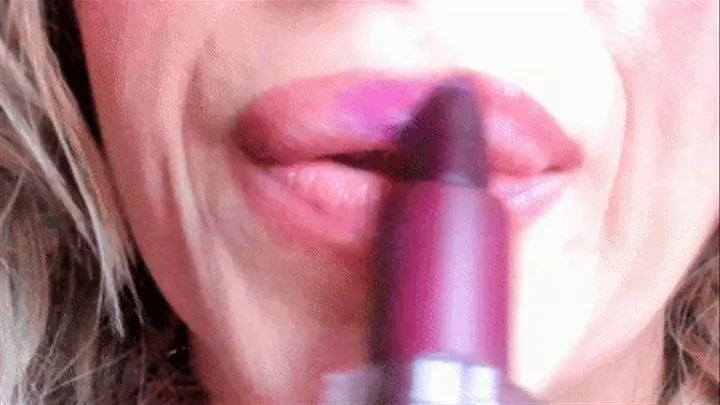 Purple Lipstick Lip Sniffing Gum Chewing Lip Smacking