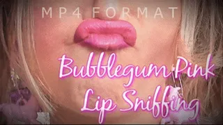 Bubblegum Pink Lipstick Lip Sniffing