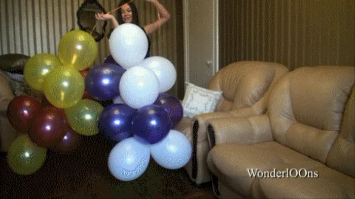 Popping two bunch balloons.