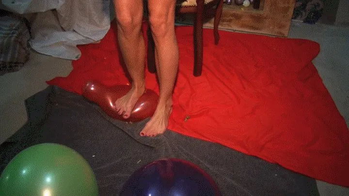 Quick pop balloons bare feet