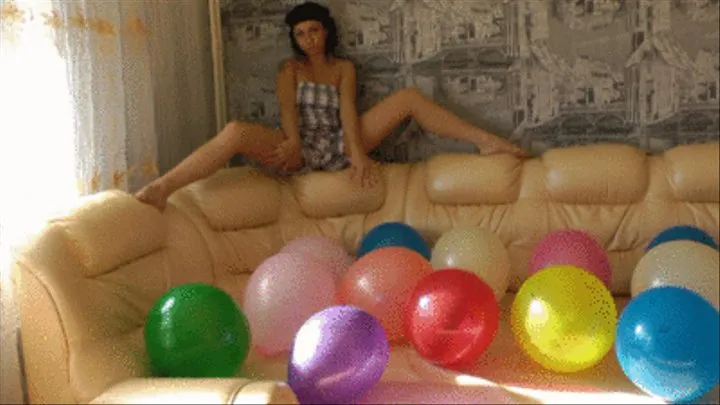 Pop balloons in different ways on the sofa