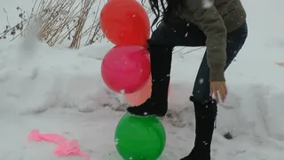 Pop balloons in the snow. Part 1