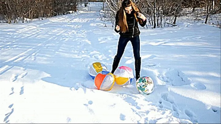 Popping balls in the snow.