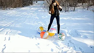 Popping balls in the snow.