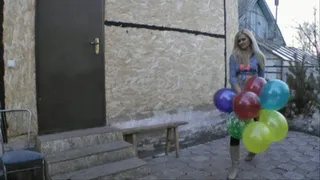 Balloons as a gift, and cigarette.