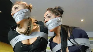 French Chloe & Jess in: Heavily TapeBound & Panty-Stifled, They Actually Began to Enjoy it So the Annoyed Robber Had to REALLY Sort Their Asses Out!