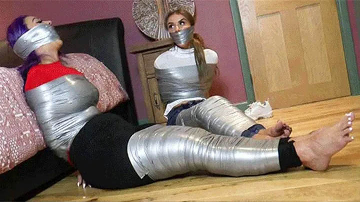 Hera & Roxi in: Bitchy Rival DIY Detectives Wrapped Tight & Left Outraged Under Each Other's Naked Feet!!