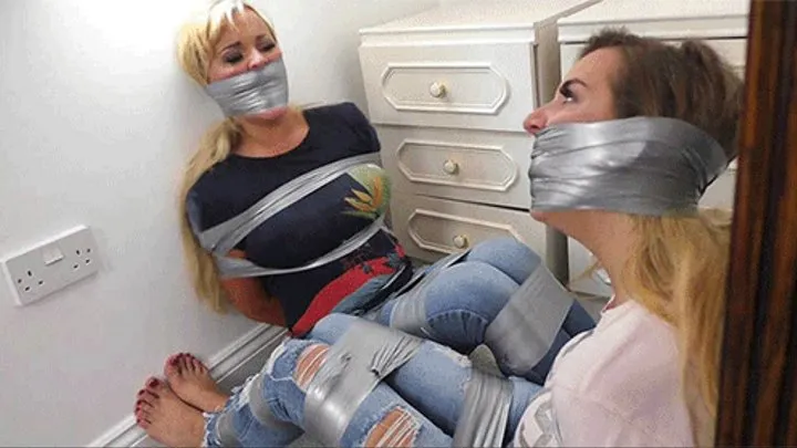 Brook & Lucy in: Severely Silenced Tape-Bundled Snoops Try Desperately to Remove Their Gags Before Mr Creepy Returns For Them!