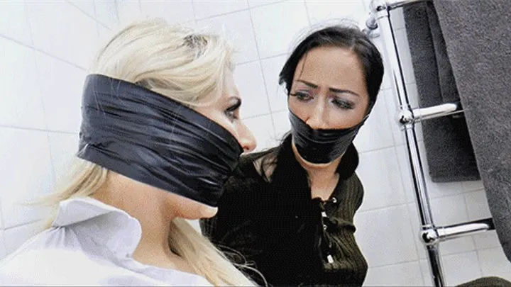 Alexa & Kim in: Ultra-Feisty Cut-Throat Babes Duped, Deceived, Double Crossed... & Most Severely Trussed & Gagged! (Dual Extreme Tape Bondage Feature)