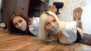 Emma C & Martine in: Extreme Restraint Ordeal for Gagged & Bound WITLESS Leggy Office Guard Beauties! (The Complete Story)