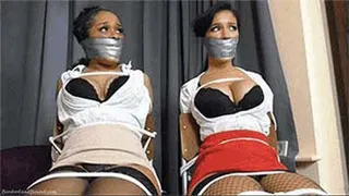 Tatti & Tamara in: Left Severely Gagged & Bound While the Time Bomb Ticked, They Sure Were Glad That War Hero Office Cleaner Stopped By!