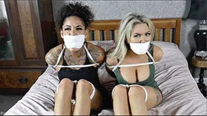 Demi & Phoenix in: Sophisticated PartyGirl Cheats Held Up at Demi's Pad, Tied Up & Piped Down With Sock Rolls, Struggle Most Aggressively!