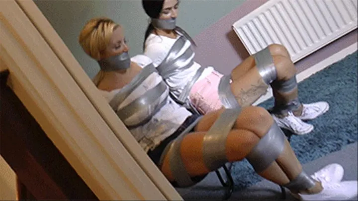 Chloe & Carla in: Wickedly Tape Packaged, Heavily Gagged Up Girl Snoops Cannot Alert the Visitors Downstairs! (Full Clip)