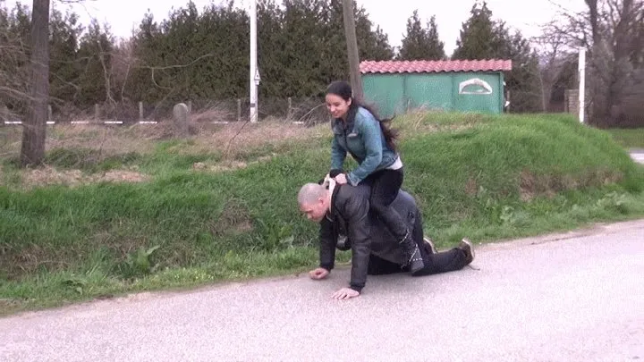 OUTDOORS SLAVE TRAINING - AT THE BUS STATION - RIDING MY PONYBOY REMASTERED