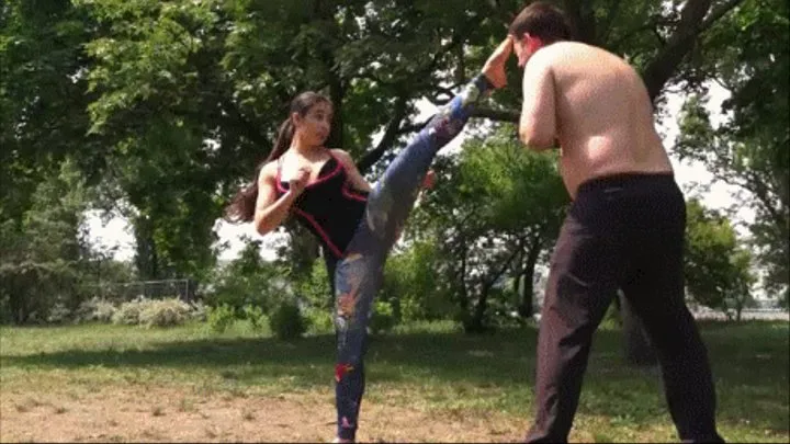 PUBLIC MARTIAL ART PUNISHMENT IN THE CITY PARK - UNIQUE MASTERFUL HIGH KICKS IN YOUR FACE! : BRUTAL!!! ( )