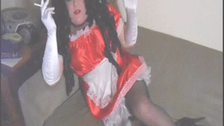 Red Sissy Maid Smoking Masturbation Encouragement