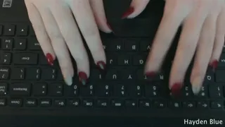 Long Red Nails Typing