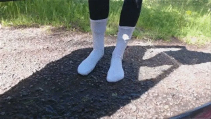 Muddy white socks (foot worship)