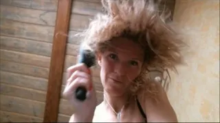 Combing wet blonde hair *custom* (hair)