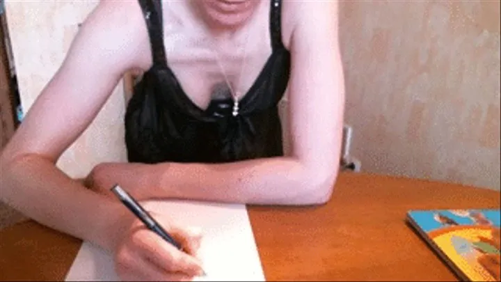 Writing a letter (hand fetish)