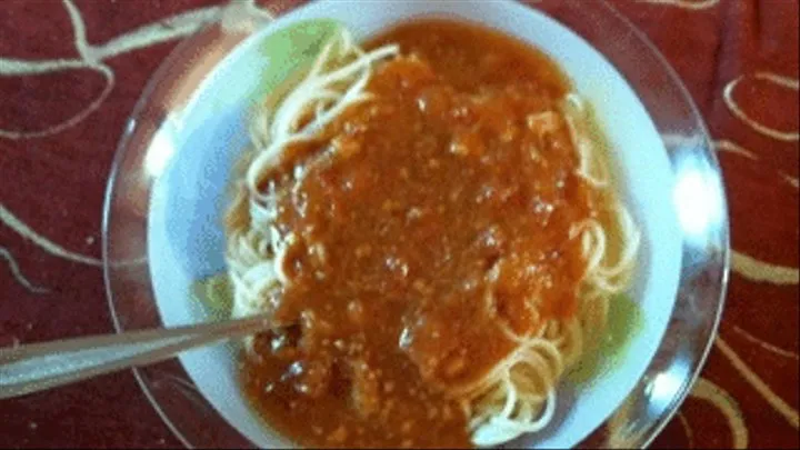 Eating spaghetti