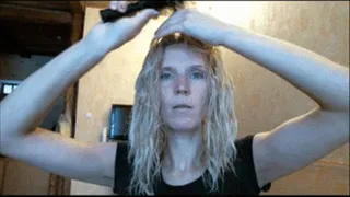 Wet blonde hair