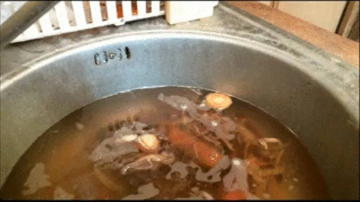 Cleaning dirty sink.