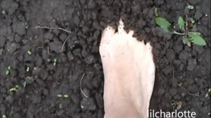 Feet having fun in the soil outside