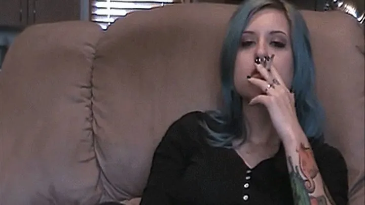 Tattoed alt girl smoking 2