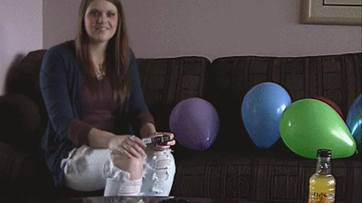 Amanda smokes with balloons