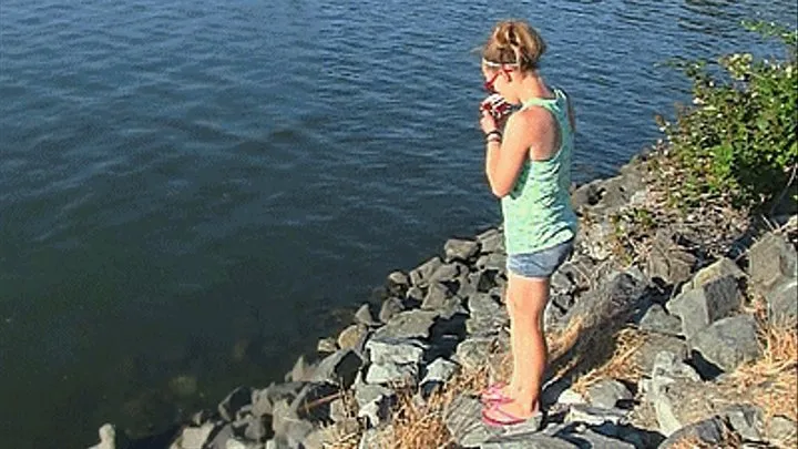 Ashley at the marina smoking