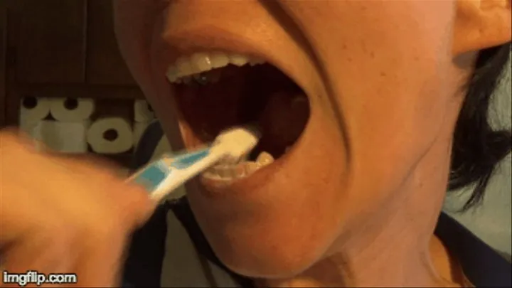 Close Up Open Mouth ToothBrushing