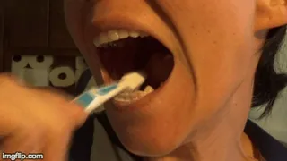 Close Up Open Mouth ToothBrushing