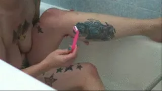 Leg Shave in Bathtub