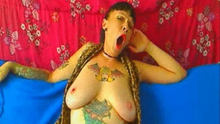 Sarah Yawns and Massages Her Breasts