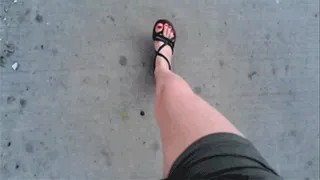 Feet and Legs POV Walking in Sandals