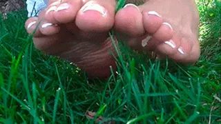 French Pedicure in the grass