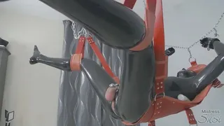 Webcamshow Big Hankeys Toy for my bound Rubberslave on the Swing