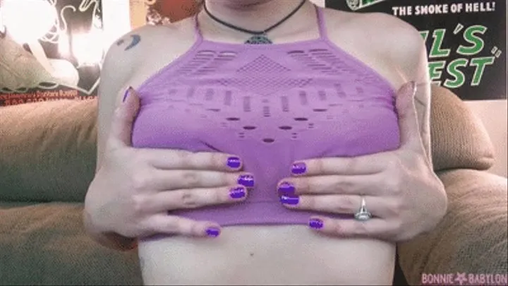 Lavender sports bra tease