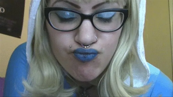 Blue lipstick sniff