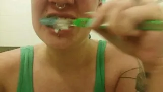 Up close tooth brushing