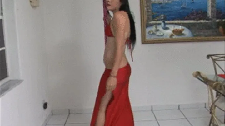 Girl in the red dress.