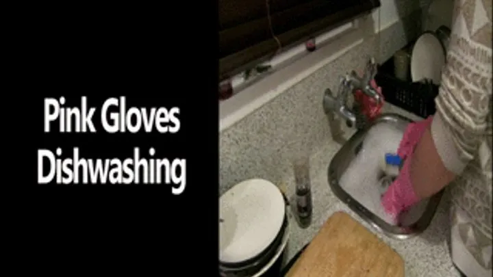 Pink Gloved Dishwashing