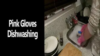 Pink Gloved Dishwashing