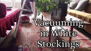 Vacuuming in White Pantihose