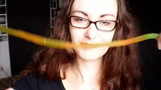Chewing and Eating a HUGE Gummy Worm