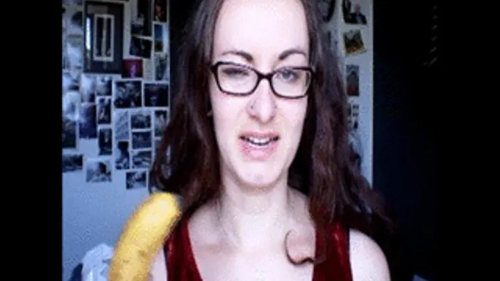 Crushing a banana with bare hands.