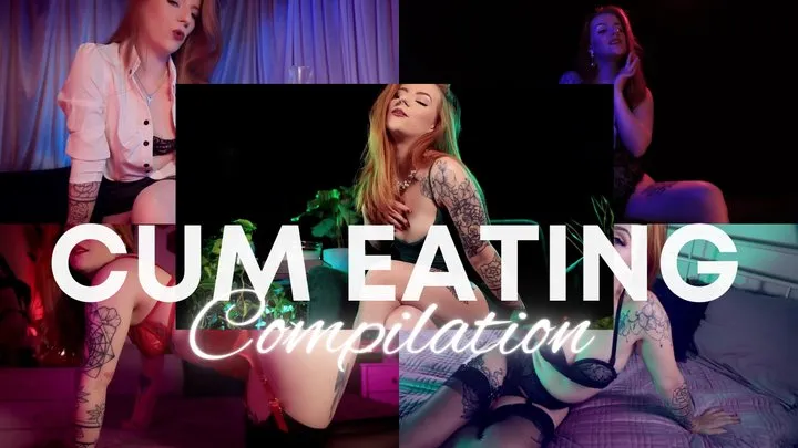 Eat Your Cum Compilation: Redhead British Domme teaches you to eat your cum as she teases and humiliates you